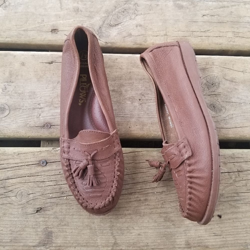 Vintage Pillows Jessie A Loafers Leather Weave Tasseled Comfort Shoes Sz‎ 7.5